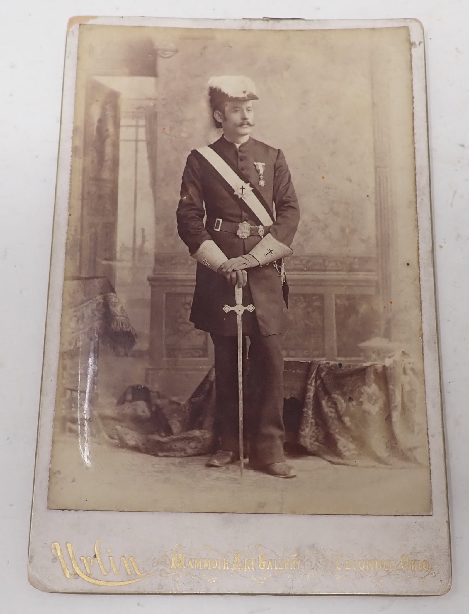 25 Cabinet Cards incl Man in Knight Templer Uniform: Largest are approx 4 1/4" x 6 1/2"