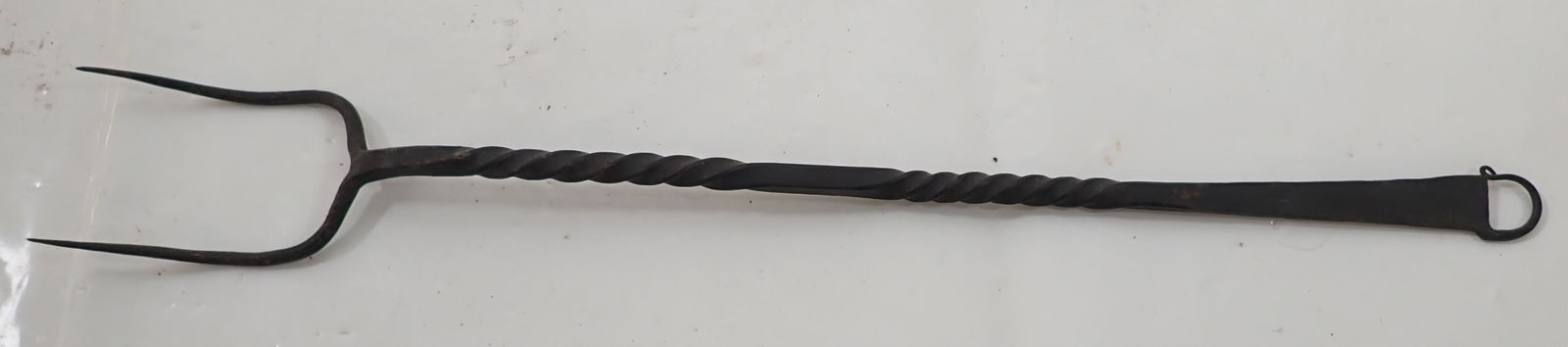 Wrought Iron Butcher Fork: Approx 2 3/8" x 18 5/8"