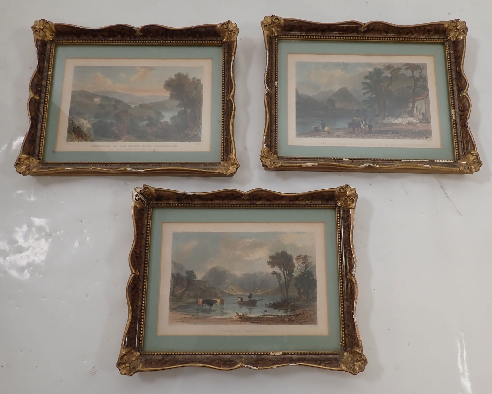 3 T. Allom Hand Colored Lithographs: Approx 7 1/2" x 9 1/4"