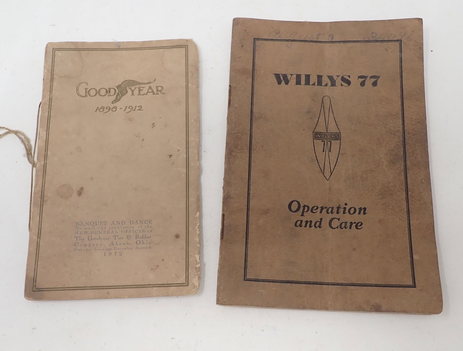 1912 Good Year Banquet Booklet Willys 77 Manual: Getting both