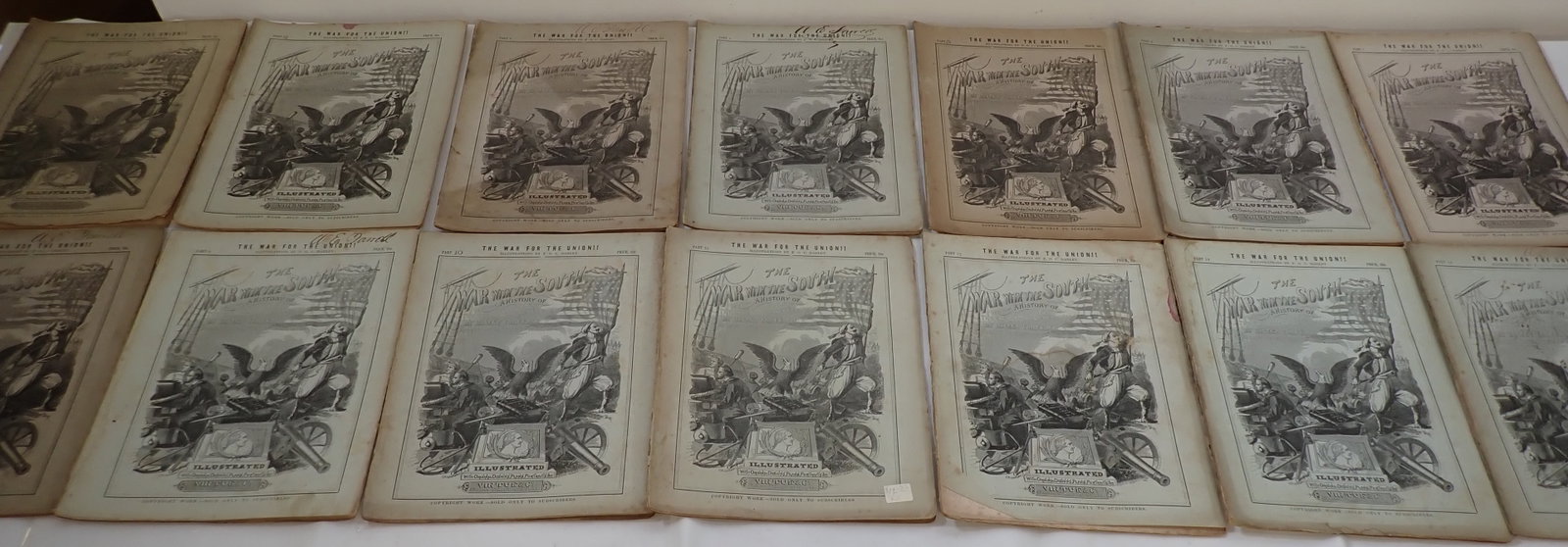 The War With The South Part 1 - 30 Magazines: The War For The Union - Illustrations by FOC Darley . I am assuming the Part 27 & 28 is the one without the cover. Sold as pictured