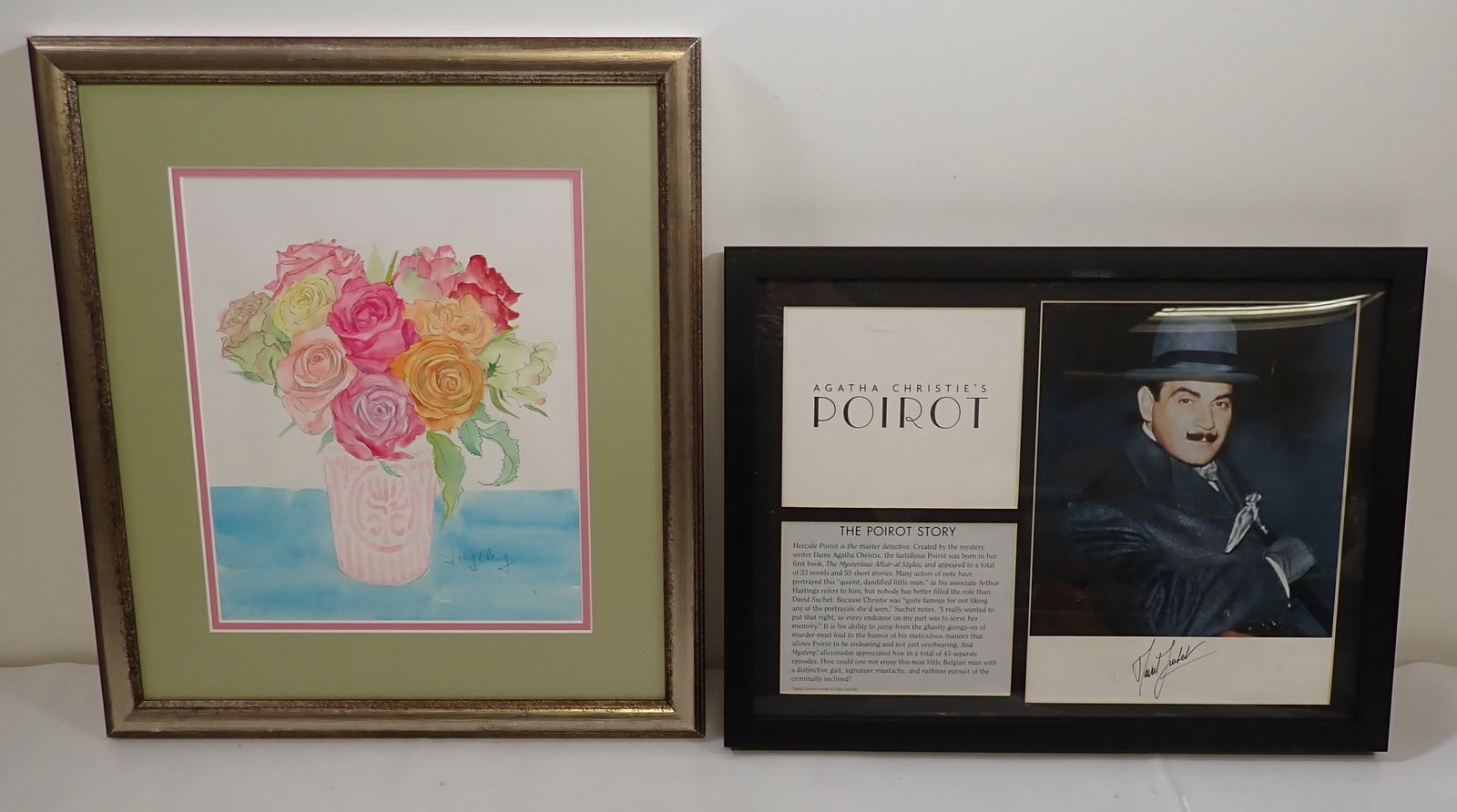 Signed Watercolor & Agatha Christies Poirot (1 of 5)