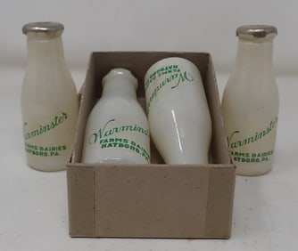 Warminster Farms Hatboro Pa Milk Bottle Salt & Pepper Shakers