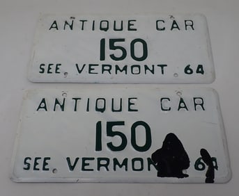 Pair of 1964 Vermont Antique Car License Plates