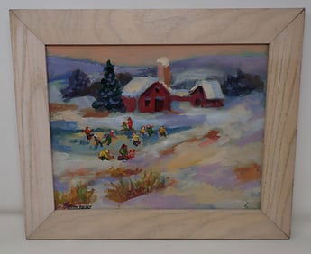 John Reilly Sleigh Riding Painting on Board