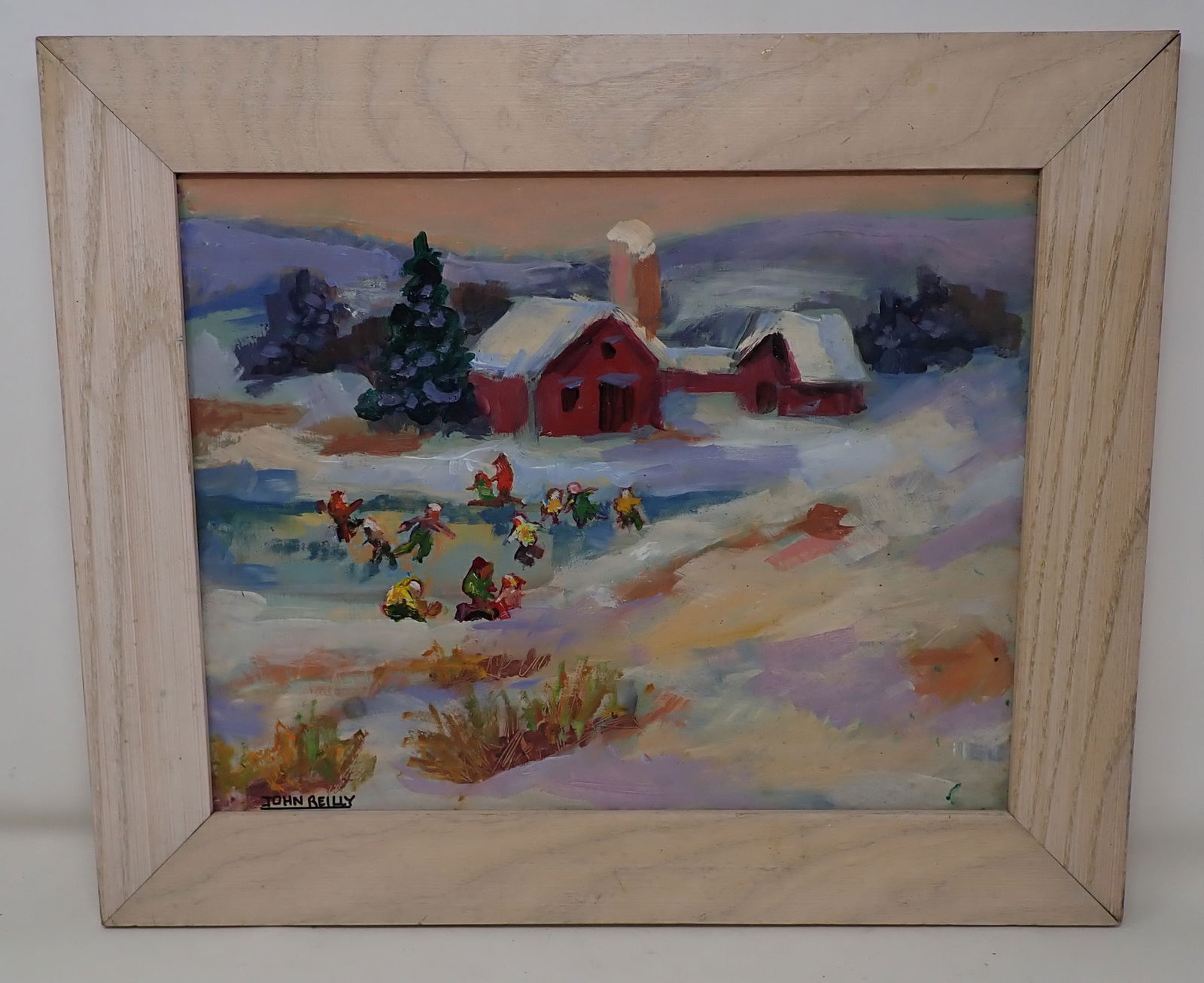 John Reilly Sleigh Riding Painting on Board (1 of 4)