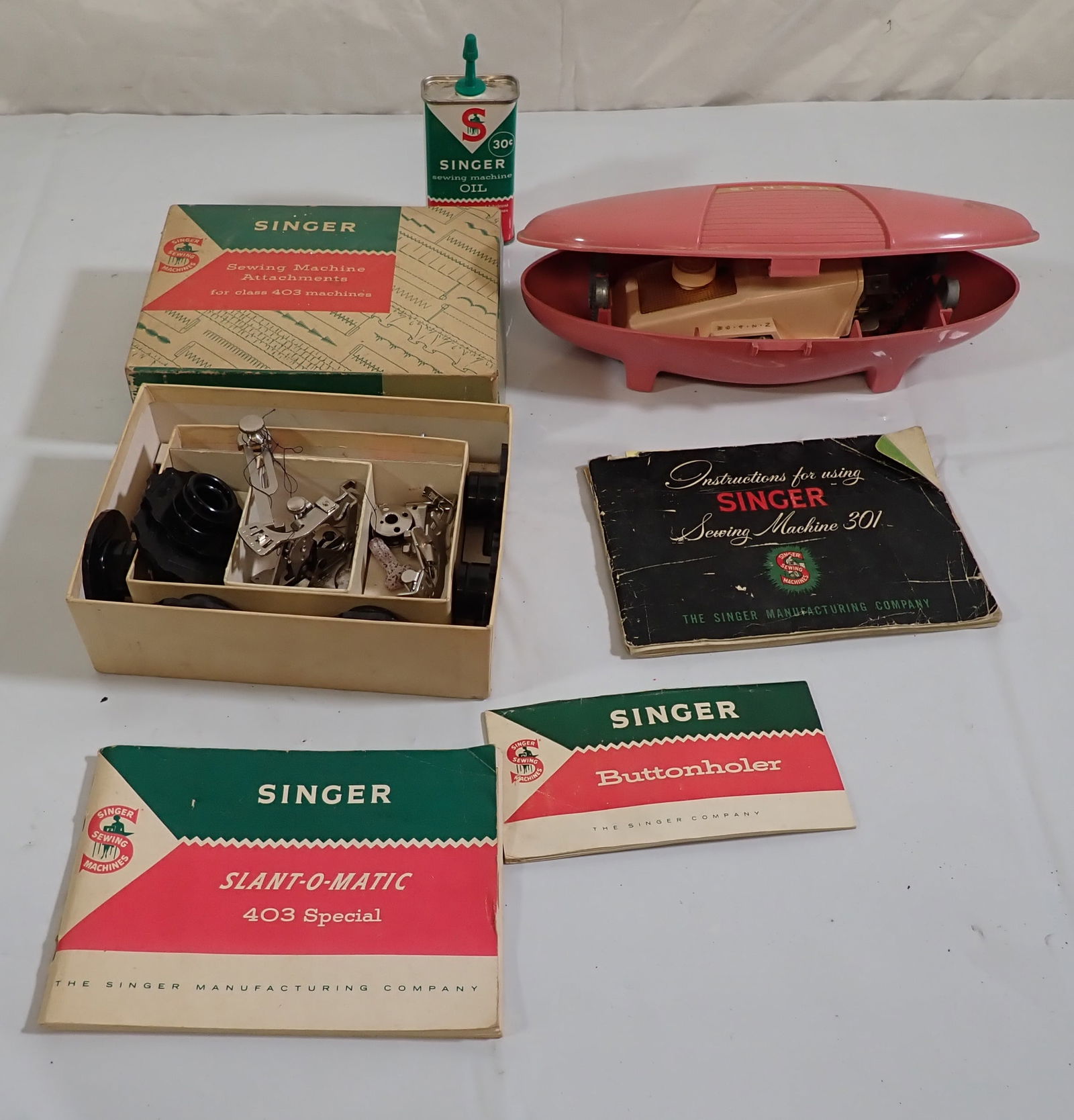 Singer Sewing Machine Attachments incl Oil Can (1 of 4)