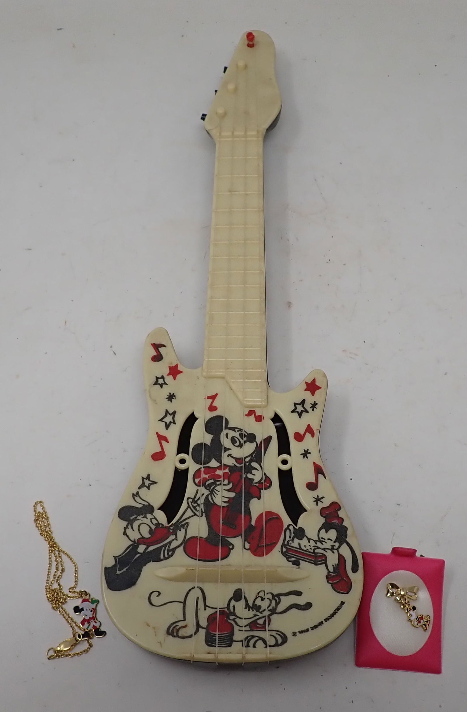 Walt Disney Guitar Charm & Pin: Plastic guitar is apprx 15"