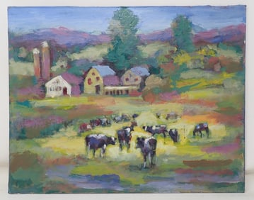 John Reilly Milk Cow Oil on Board Painting