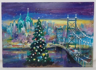 John Reilly Christmas in The City Oil Painting