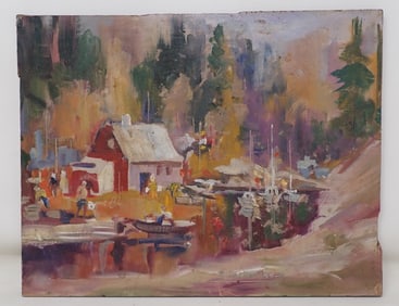John Reilly Marina Oil on Board Painting