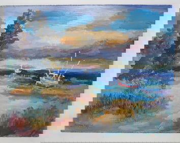 John Reilly Maritime Oil on Board Painting