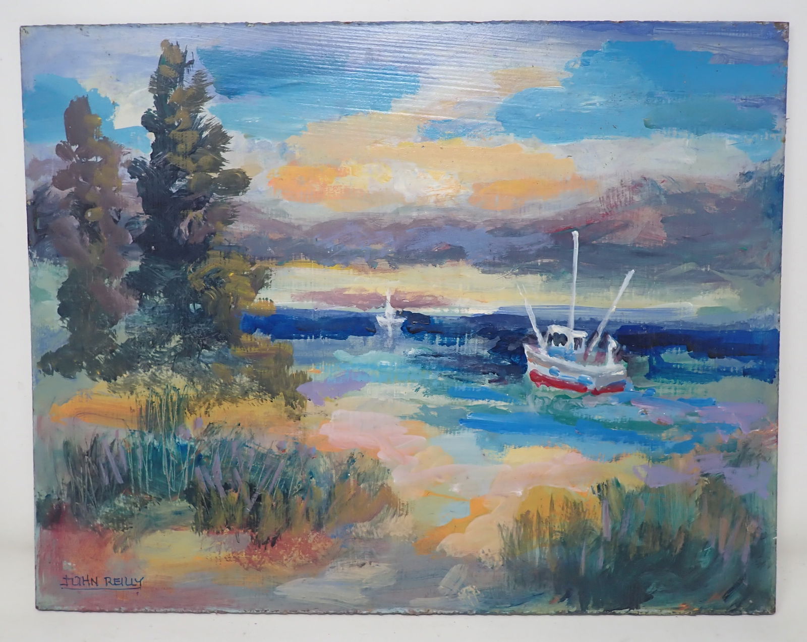 John Reilly Maritime Oil on Board Painting (1 of 3)