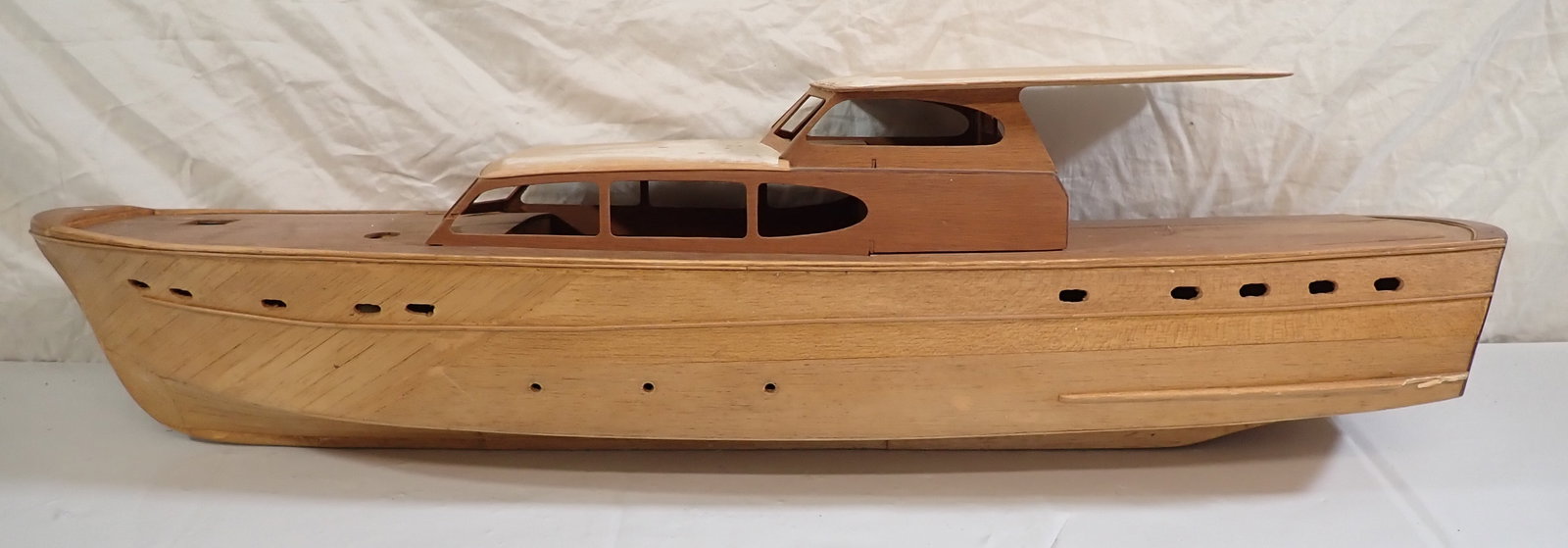 Model Boat: Approx 8 1/2" x 38" x 10 1/2" tall. No in house shipping