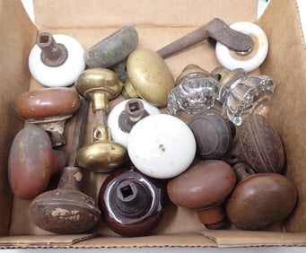 Glass Porcelain & Brass Door Knobs