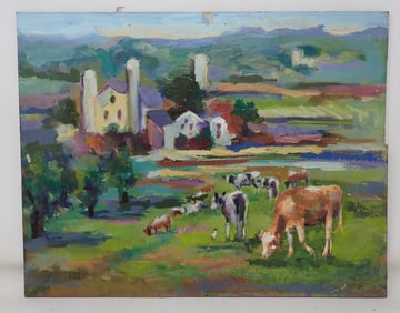 John Reilly Farm Painting Oil on Board