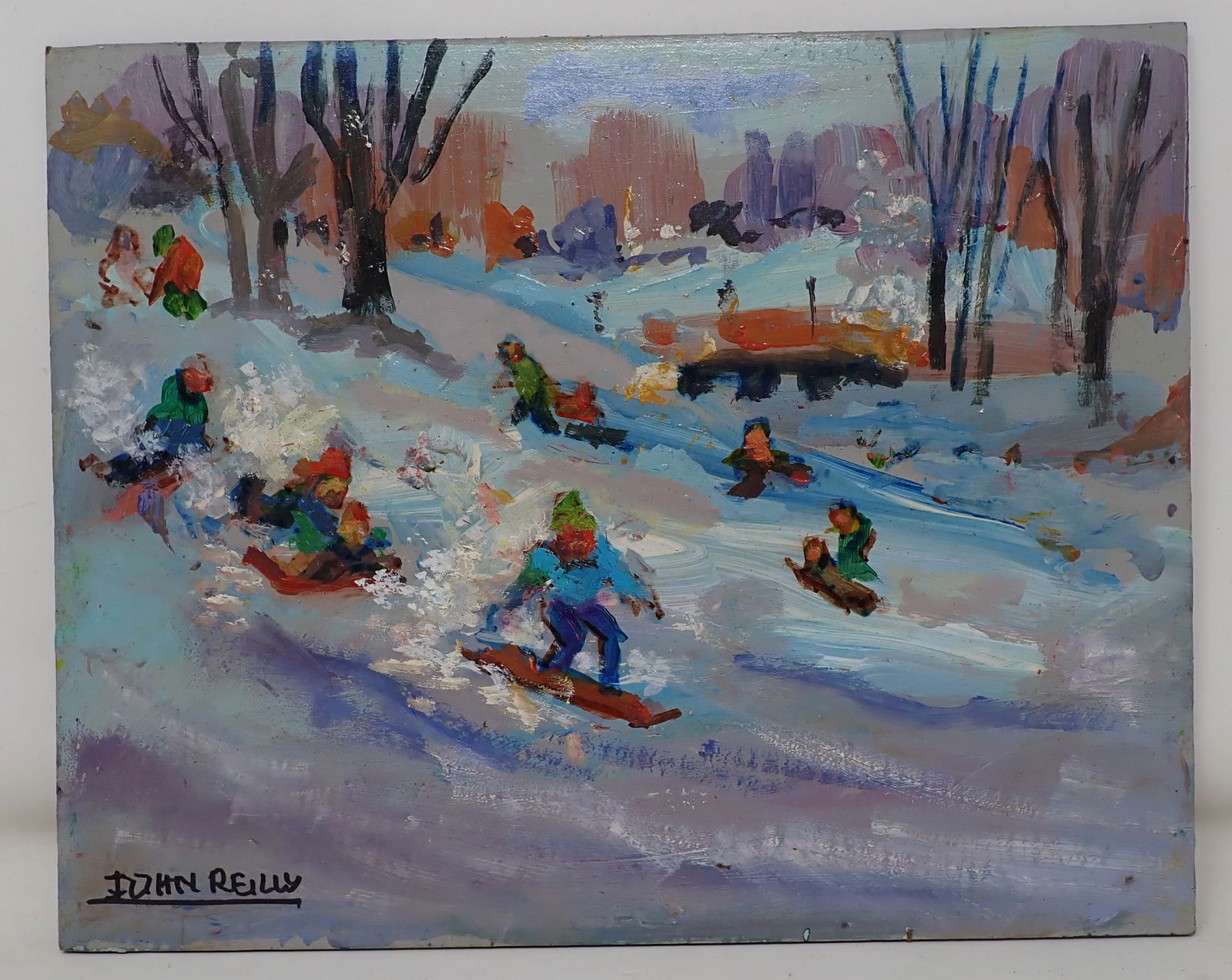 John Reilly Sleigh Riding Painting on Board (1 of 3)