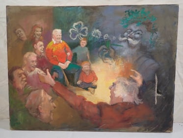 John Reilly Oil on Canvas Collage Painting