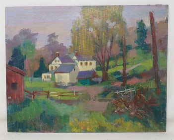John Reilly Farmhouse Oil on Board Painting