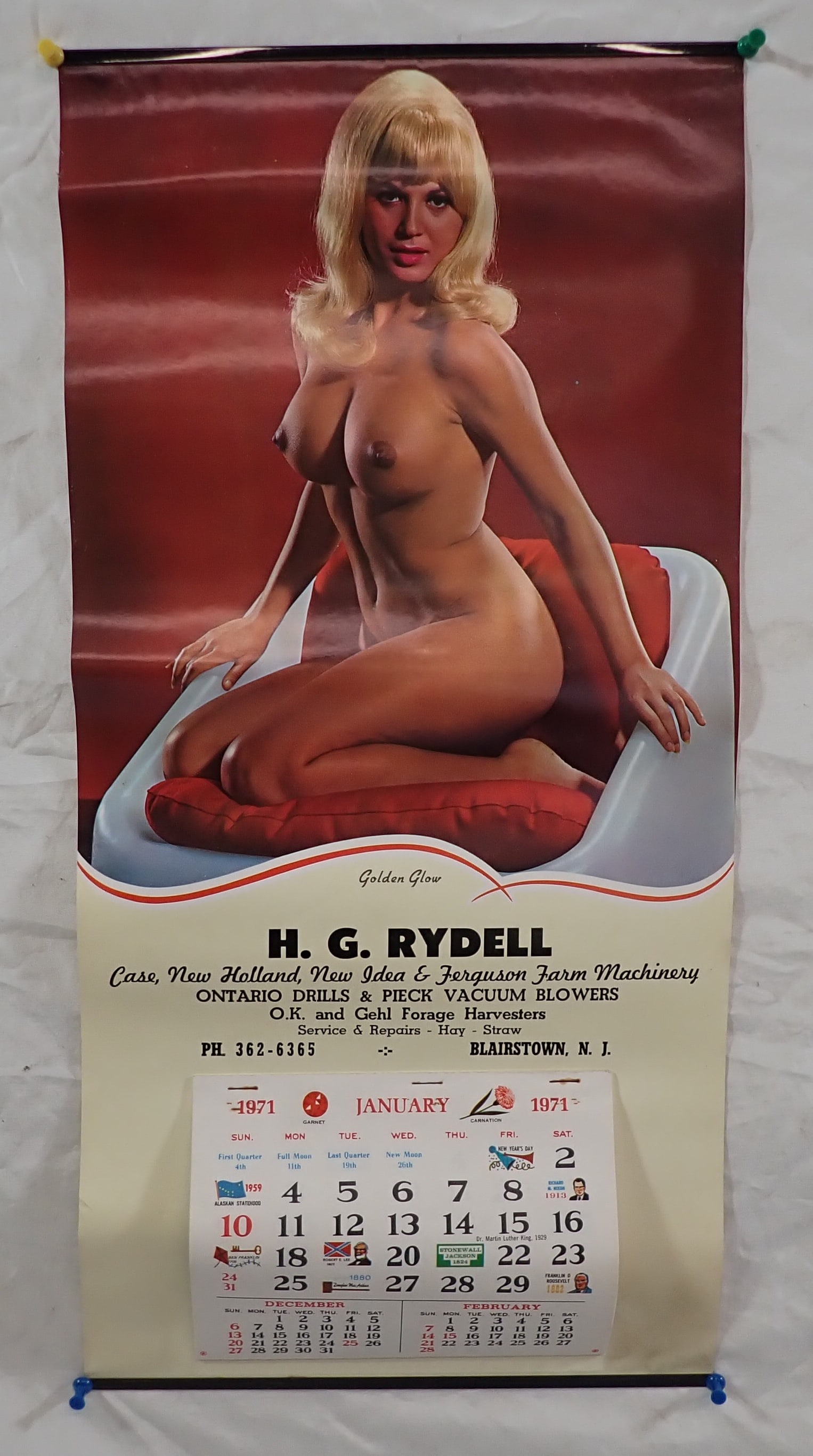 H.G. Rydell Balirstown NJ. Farm Machinery Adult Calendar (1 of 3)