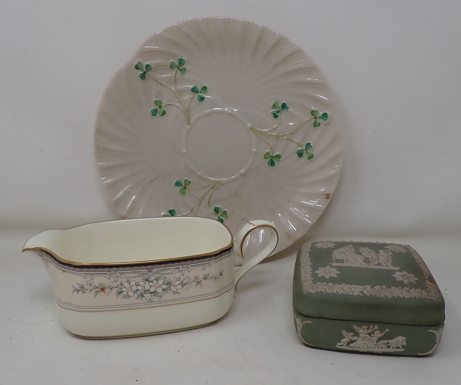 Belleek Plate Noritake Gravy Wedgwood Vanity Dish: Plate is approx 9 1/8" in diameter