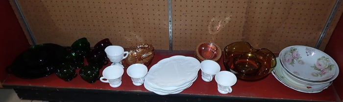 Milk Carnival Glass & Misc