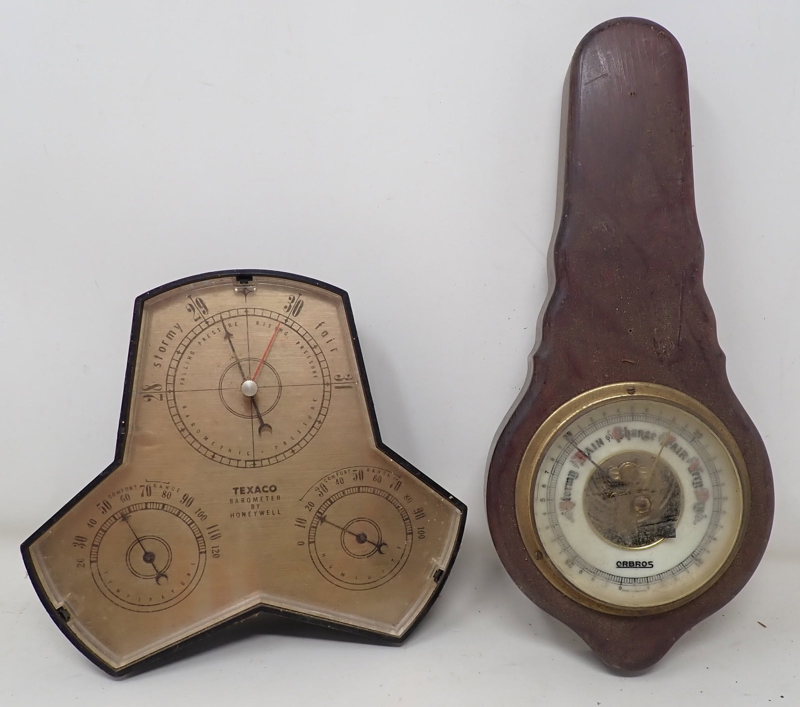 Honeywell Texaco & Orbors Barometers: Orbros is apprx 9 3/4" long