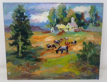 John Reilly Oil on Board Farm Painting