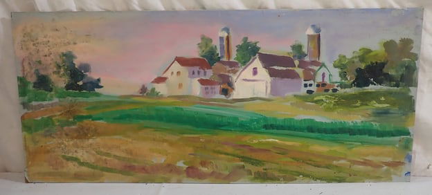John Reilly Oil on Board Farm Painting