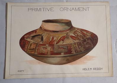 Helen Reddy Native American Indian Pot Watercolor