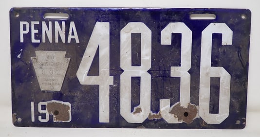 Porcelain Pennsylvania License Plate