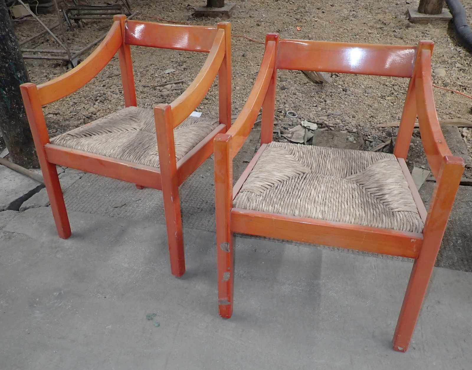 2 Chairs w/ Rush Seating: Apprx 21 3/4" wide, 16 1/2" to seat, 18" deep, 30" tall. Pick up at Building B Location. No in house shipping !