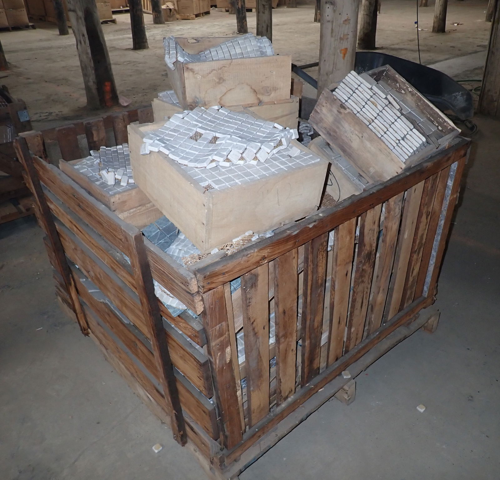 Pallet of Mosaic Tiles: Take what you want and leave the rest. Pick up at Building B Location. No in house shipping !