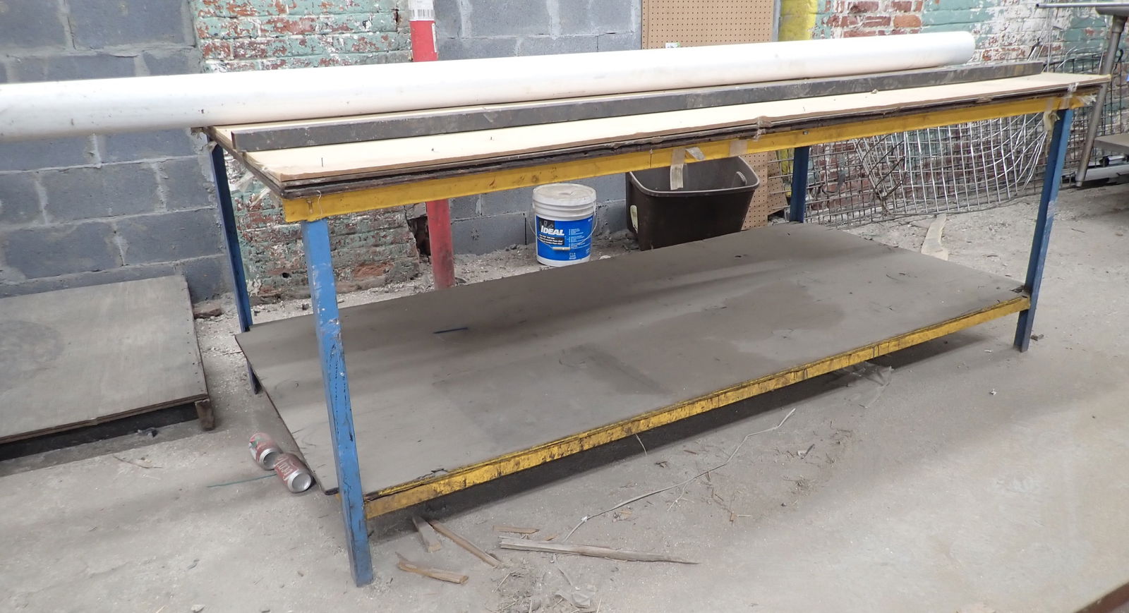 Work Table: Apprx. 4'x8'x 35 3/4" tall. Bring proper help to remove. Pick up at Building B Location. No in house shipping !