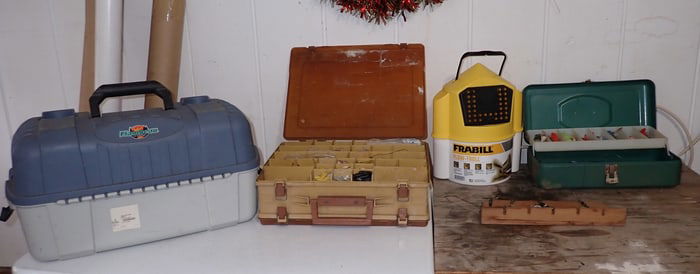 Tackle Boxes Bait Can & Contents