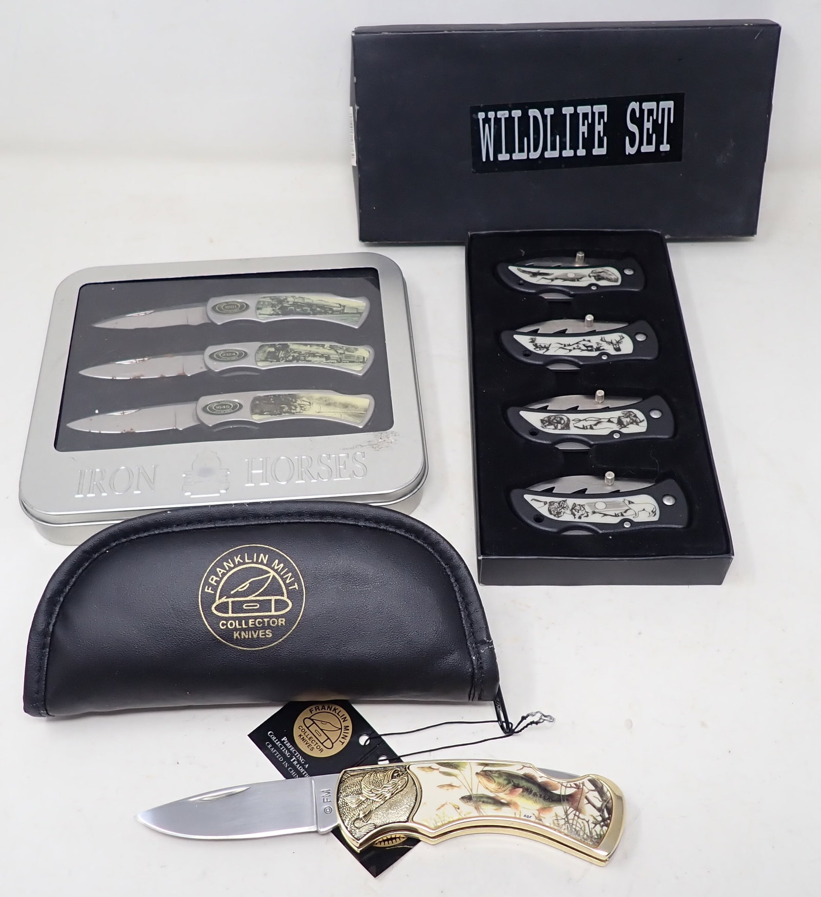 Wildlife Set Iron Horses Franklin Mint Bass Knives: Getting all pictured