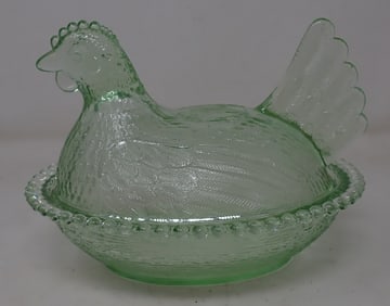 Green Depression Hen on Nest