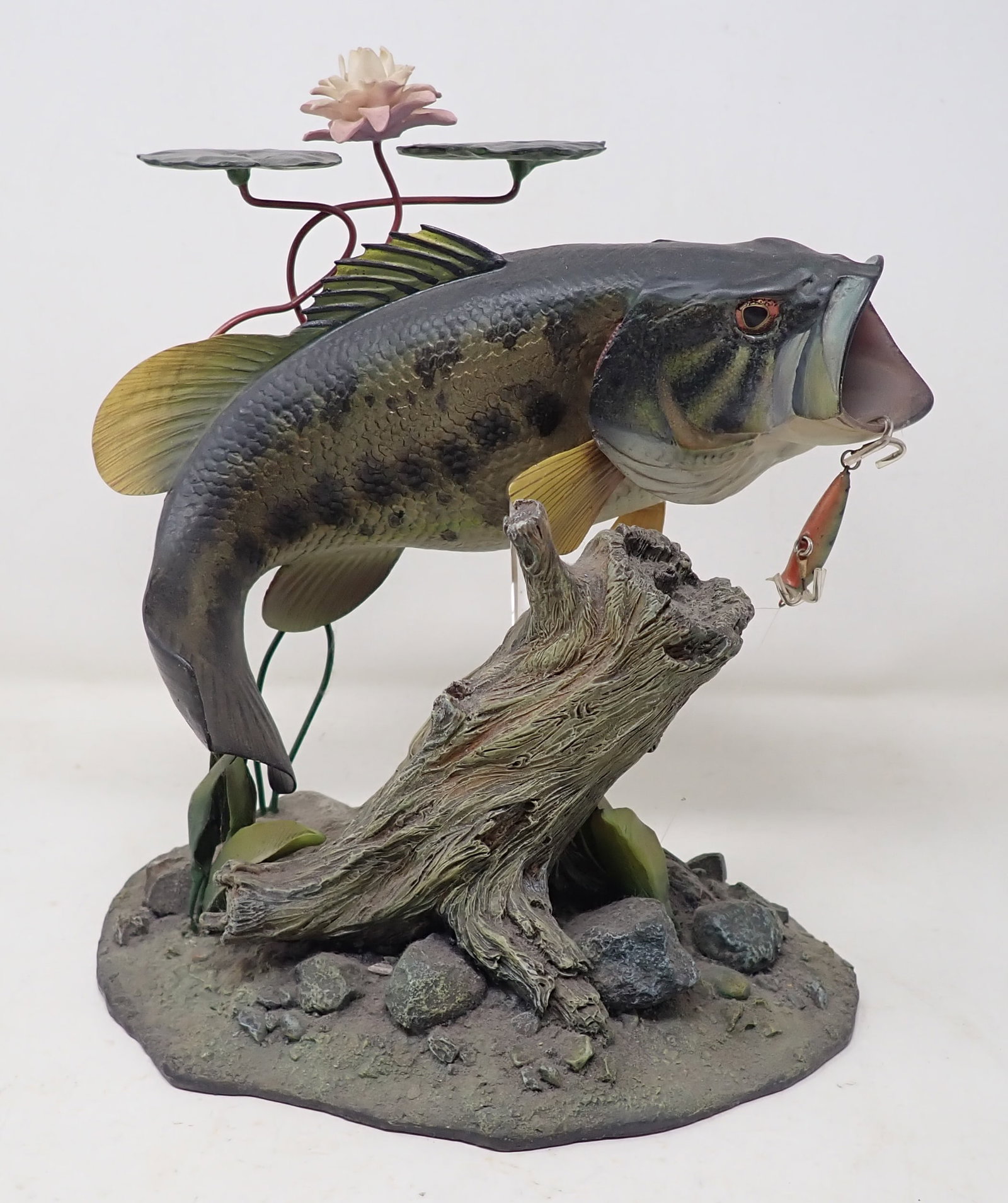 Danbury Mint George Kruth Backwater Bass Sculpture: Sculpture is approx 10 1/4" tall. No in house shipping
