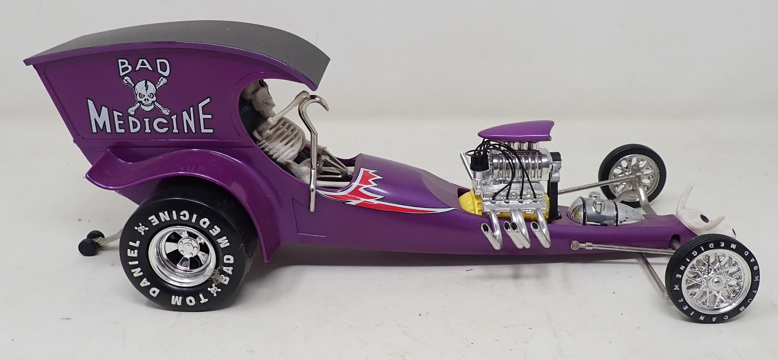 Tom Daniel Toy Zone Bad Medicine Drag Car: Toy Zone Drag Car is approx 11 1/2" long. Shipping available.