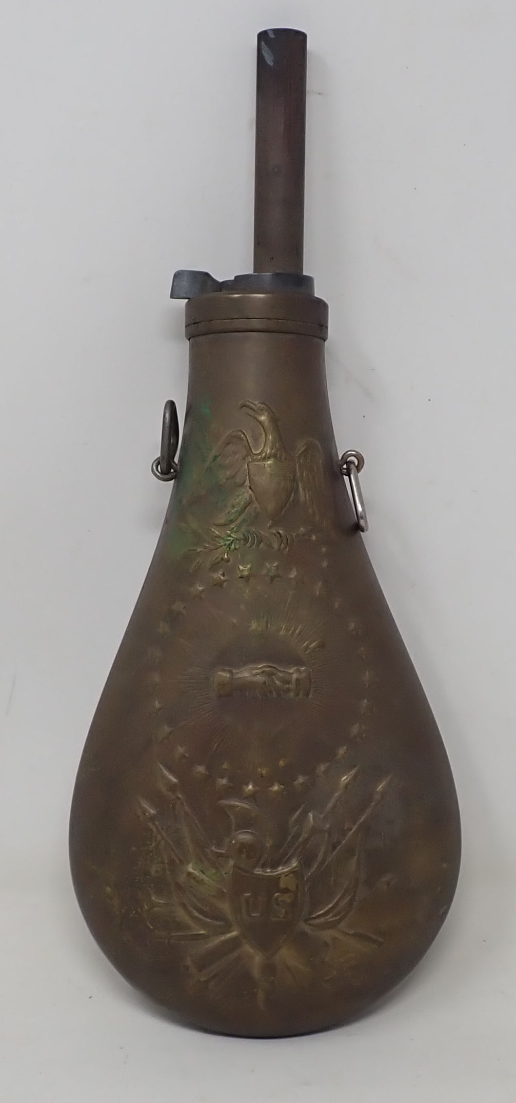 Brass US Patriotic Powder Flask w/ Eagle (1 of 5)