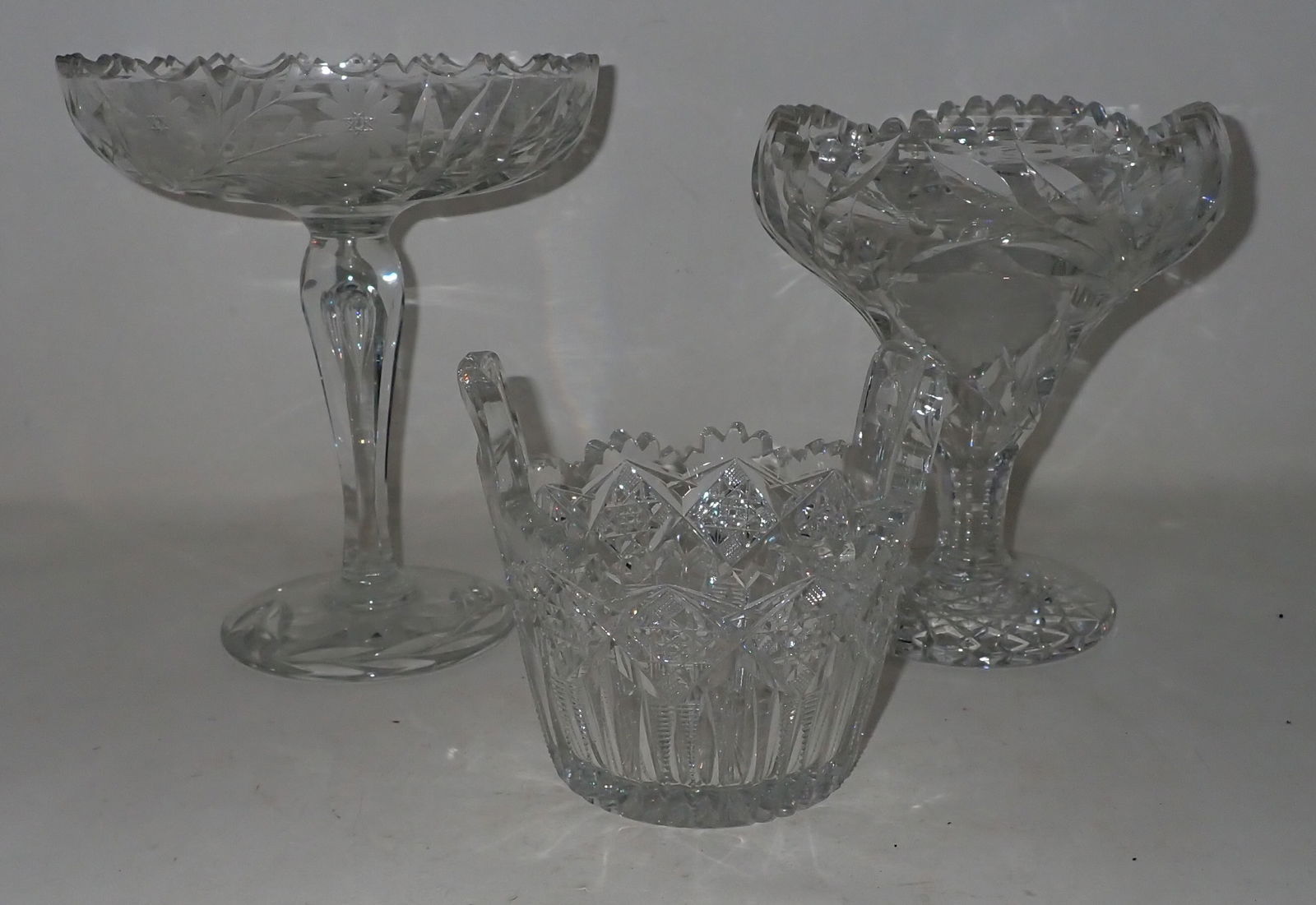 Cut Glass Candy Dish Compote & Basket (1 of 1)