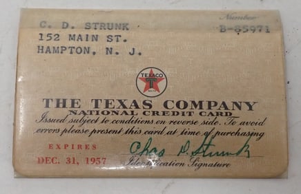 1957 Texaco Company Credit Card
