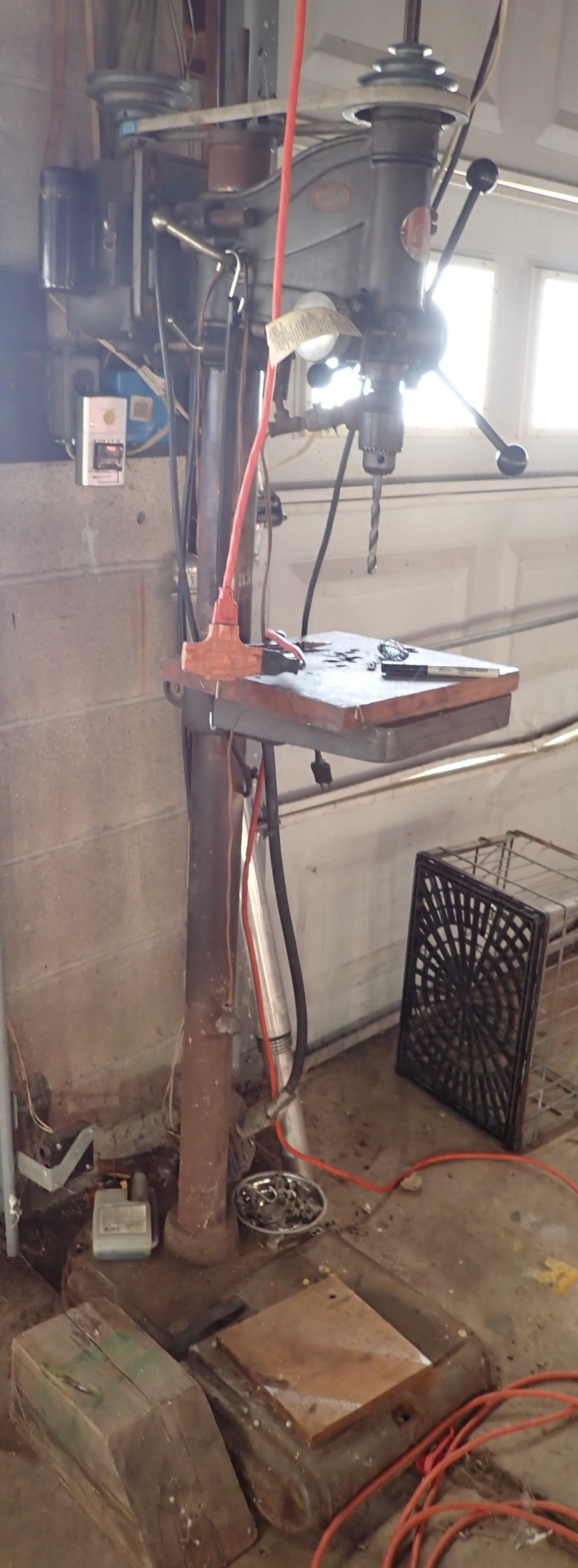 Atlas Drill Press: Has approx 17 1/2" throat. Approx 67 1/2" tall. No in house shipping ! Bring help to load !
