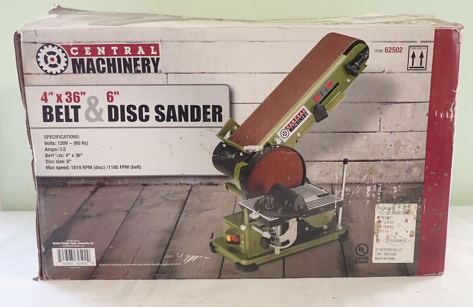 Central Machinery 4"x 36" Belt & Disc Sander (1 of 3)