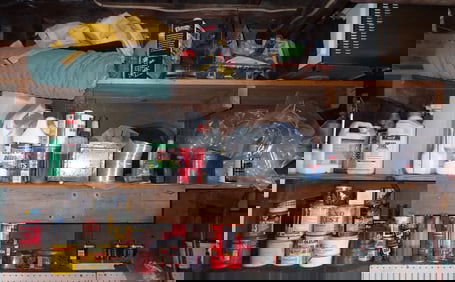 Oils Cleaners Misc Contents of Shelves