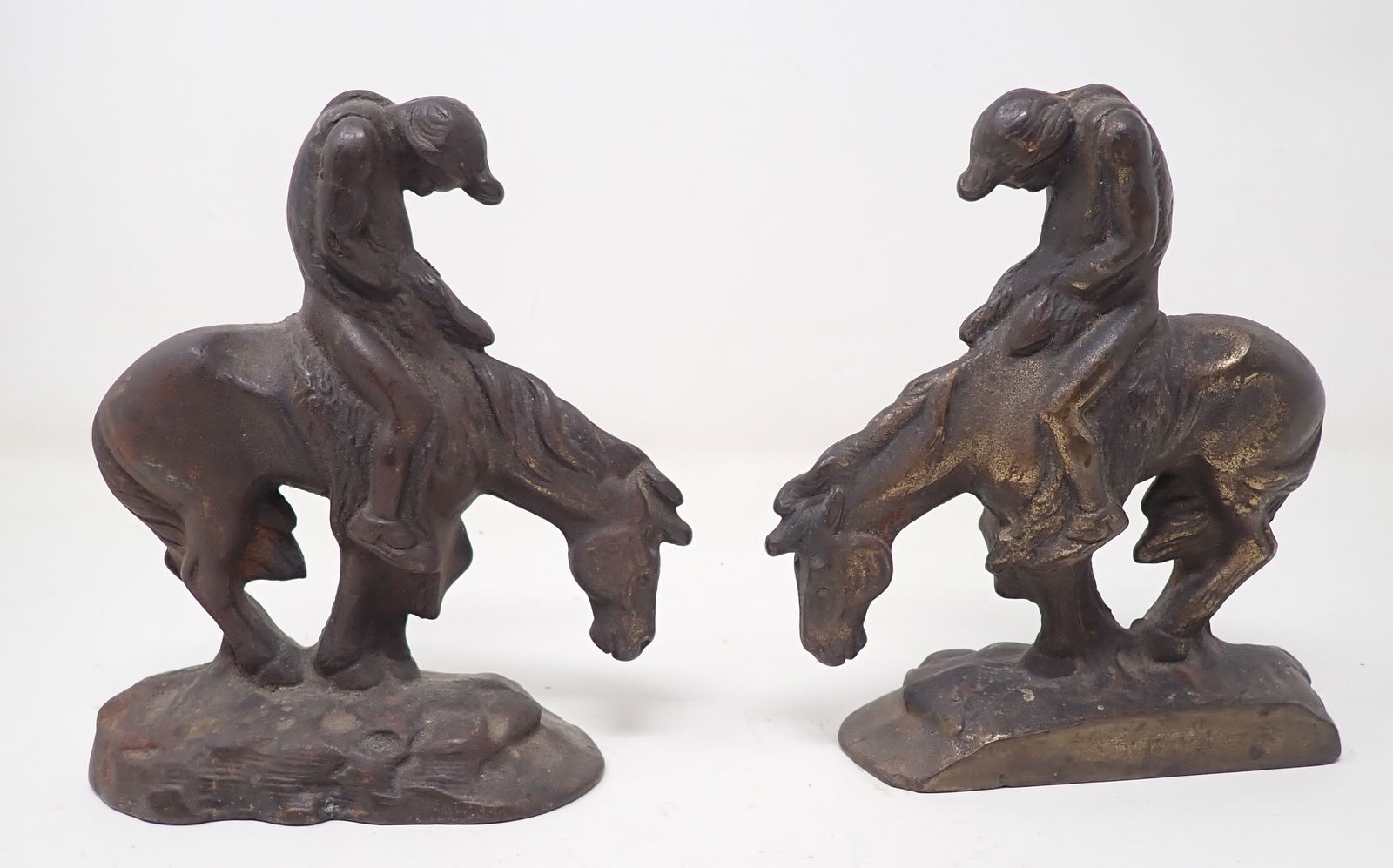 End of Trail Bookends: Cast Iron w/ Bronze Finish. Approx 6" tall - Shipping available