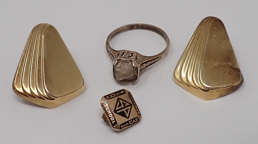 14k Gold Ring Earrings & Pin (1 of 8)