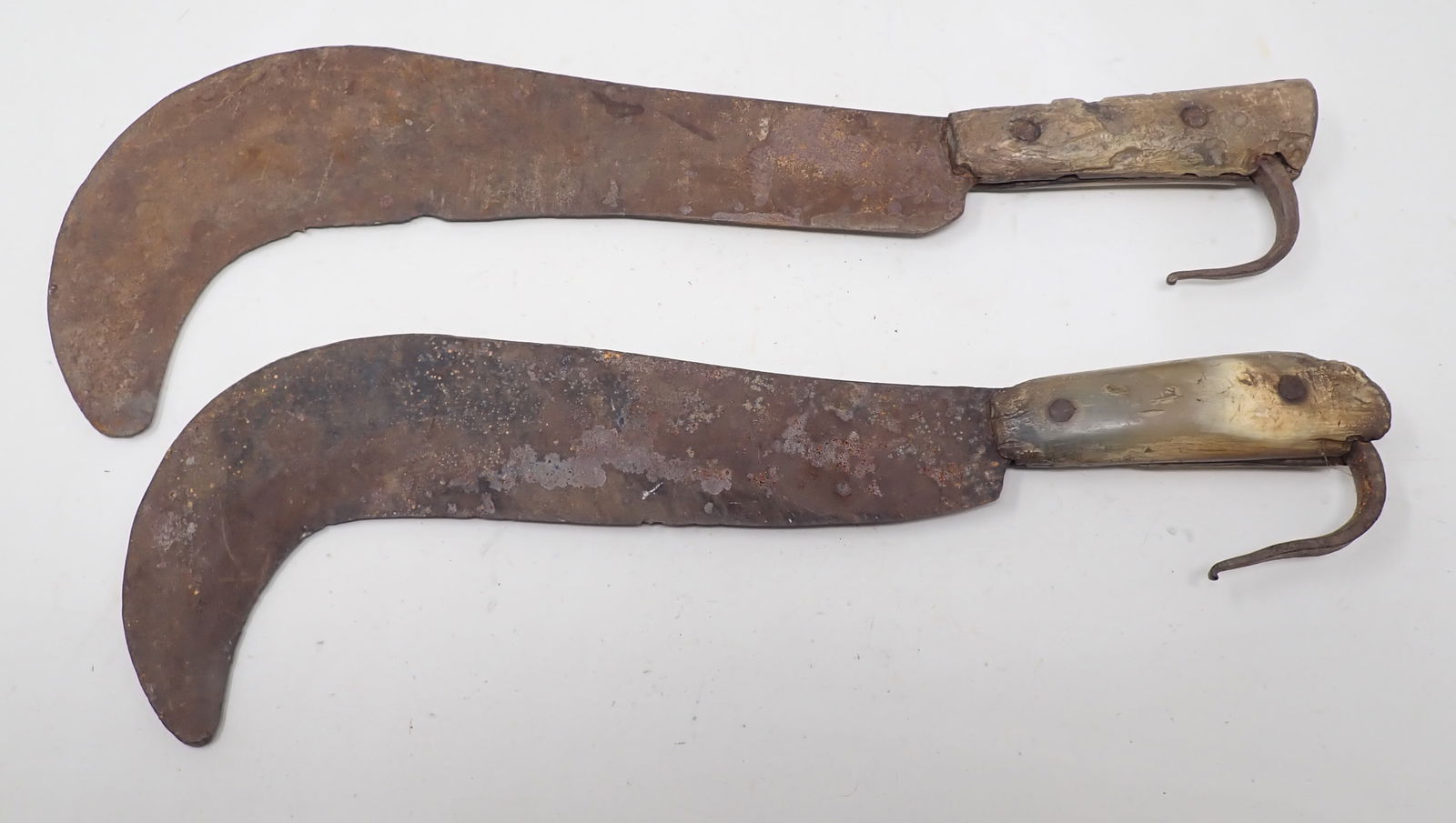 2 Billhooks w/ Horn Handles: Longest is apprx 16 1/2" long. Shipping available