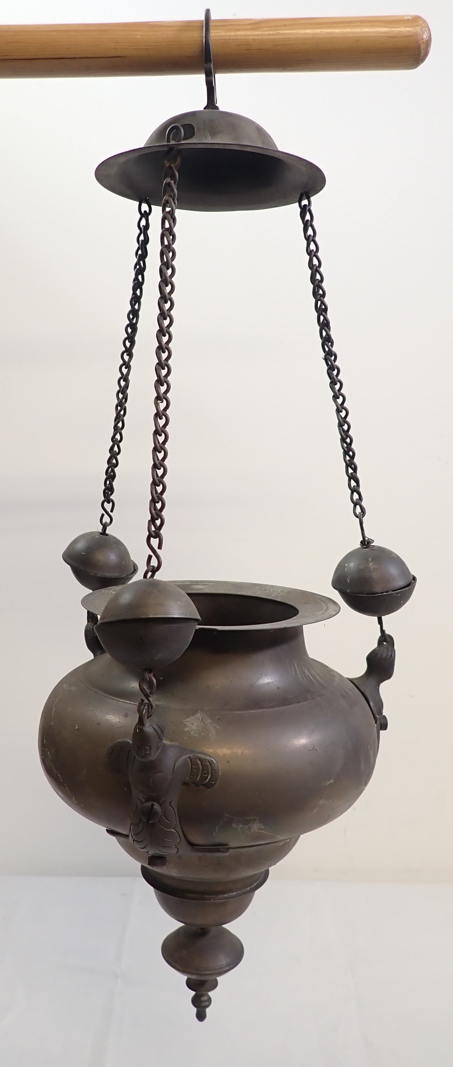 Brass Hanging Lamp w/ Turtles: Apprx 9" in diameter and 26" tall. Shipping available