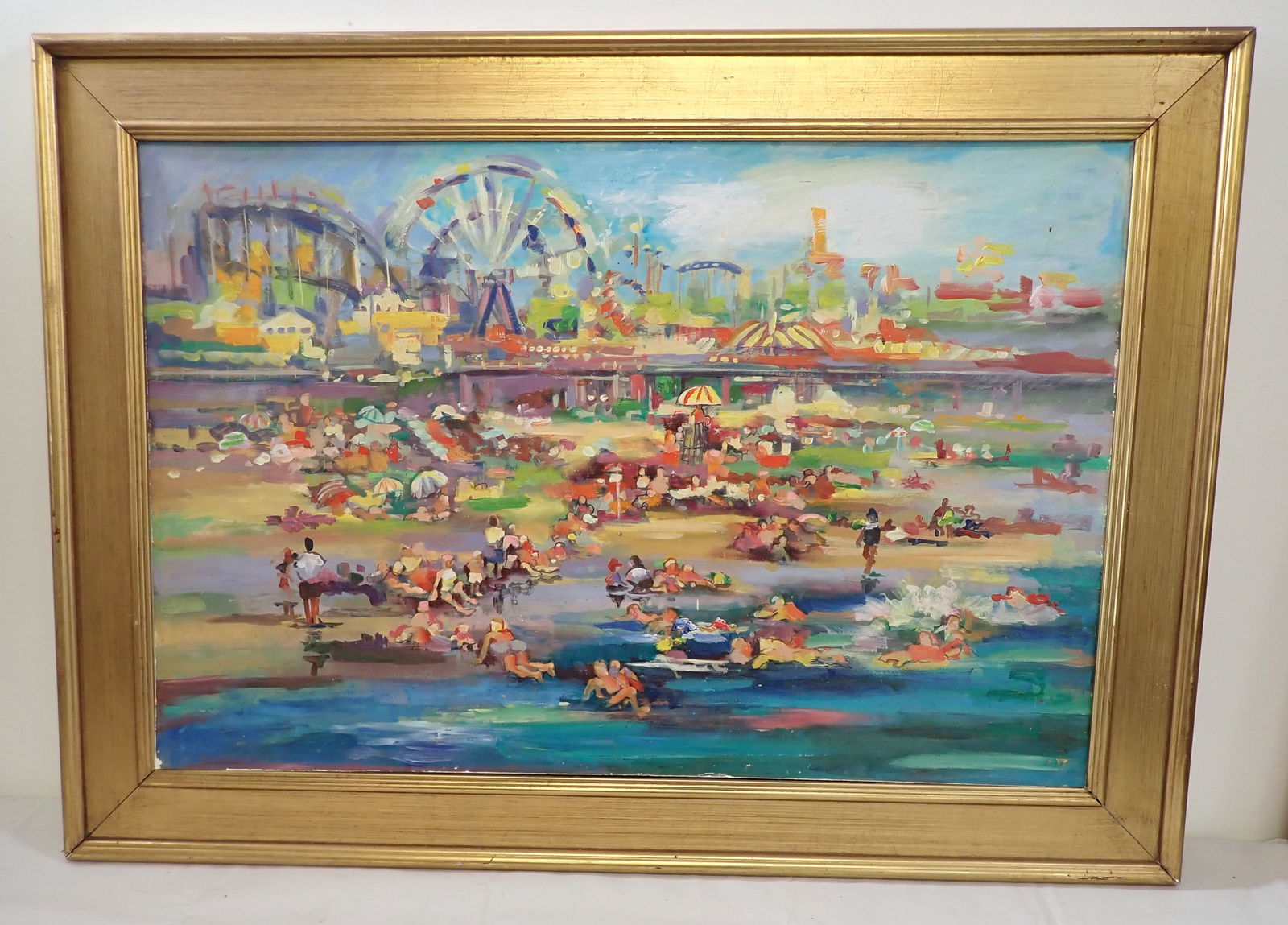 John Reilly Beach Scene Oil Painting (1 of 2)